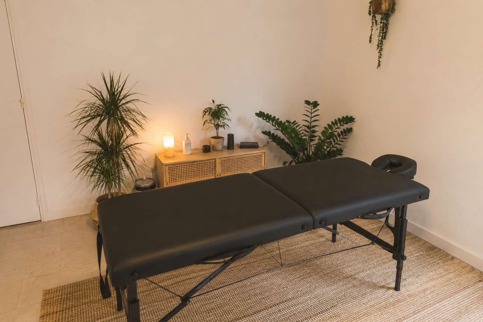 Table professionnelle utilisée par Laura Marin pour les consultations d’ostéopathie à domicile